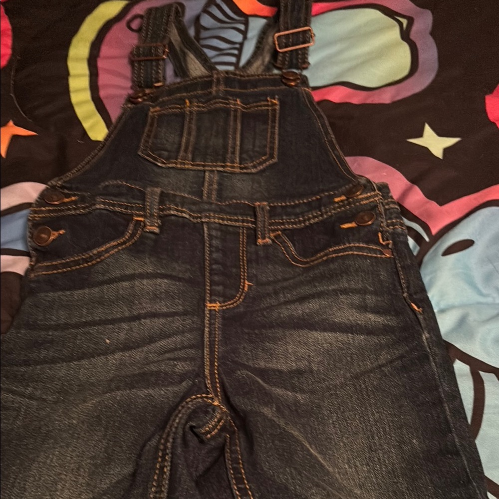 Denim Overalls with Contrast Stitching
